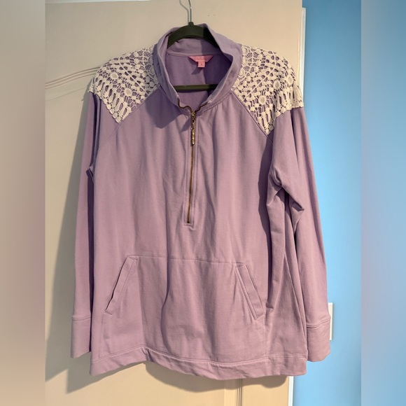 LILLY PULITZER SzXL SKIPPER POPOVER LONG SLEEVE ZIP TOP LILAC VERBENA - Picture 1 of 4